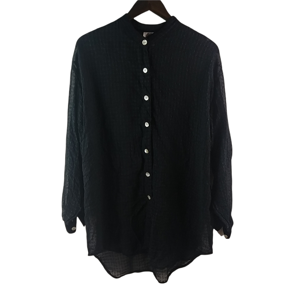 Peppermint Bay M Black Waffle Sheer Vintage Tunic